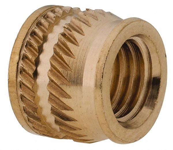 1/4-28, 0.349" Small to 0.363" Large End Hole Diam, Brass Single Vane Tapered Hole Threaded Insert
