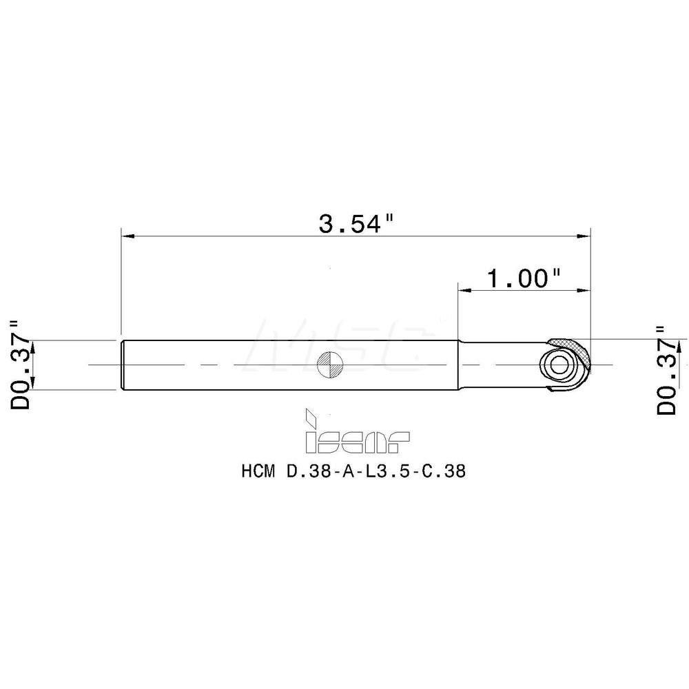 Iscar Indexable Ball Nose End Mill 3/8" Cut Dia, Solid Carbide, 3.5