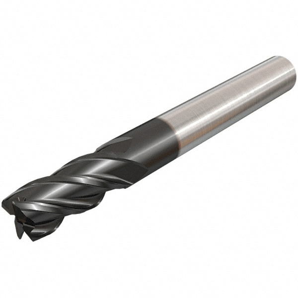 Iscar 5623100 Corner Radius End Mill: 1/8" Dia, 3/8" LOC, 0.01" Radius, 4 Flutes, Solid Carbide 