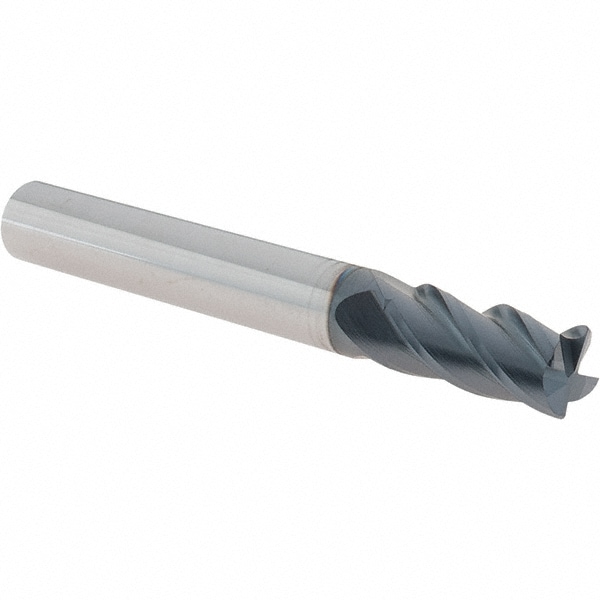 Iscar 5621258 Corner Radius End Mill: 3/8" Dia, 3/4" LOC, 0.02" Radius, 4 Flutes, Solid Carbide 