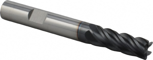 Iscar 5623154 Corner Radius End Mill: 3/8" Dia, 0.94" LOC, 0.02" Radius, 5 Flutes, Solid Carbide 