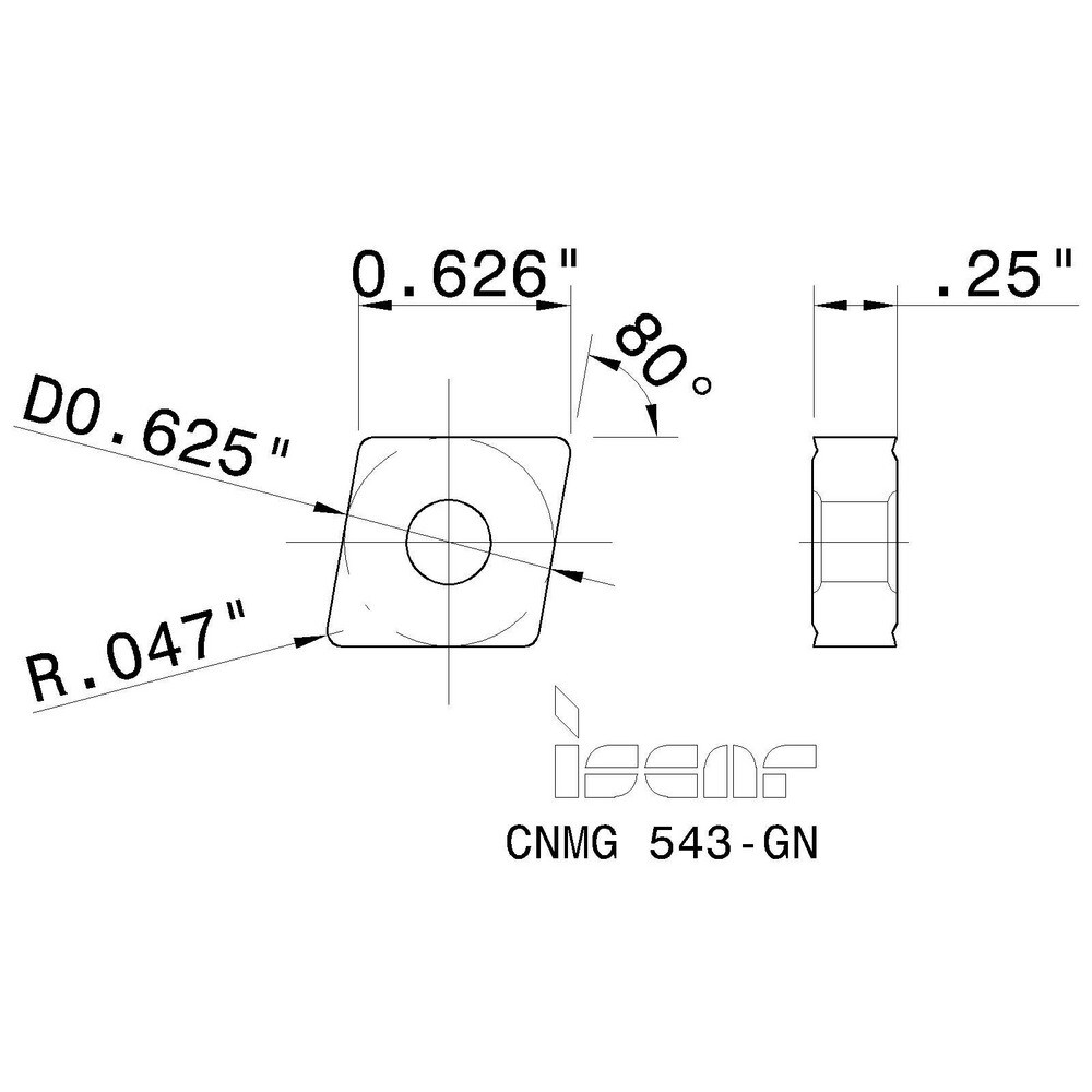 Iscar - Turning Insert: CNMG543GN IC5010, Carbide | MSC Direct