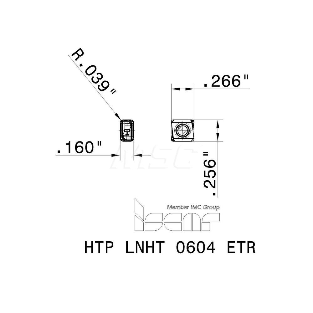 Iscar - Milling Insert: ANSI HTP LNHT 0604 ETR IC808, ISO HTP LNHT 