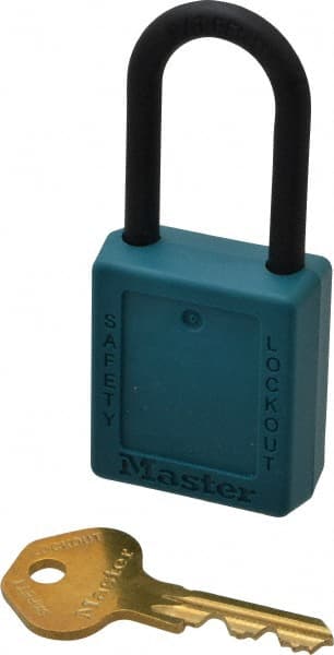 Master Lock 406KATEA605F157 Lockout Padlock: Keyed Alike, Key Retaining, Thermoplastic, Plastic Shackle, Teal 
