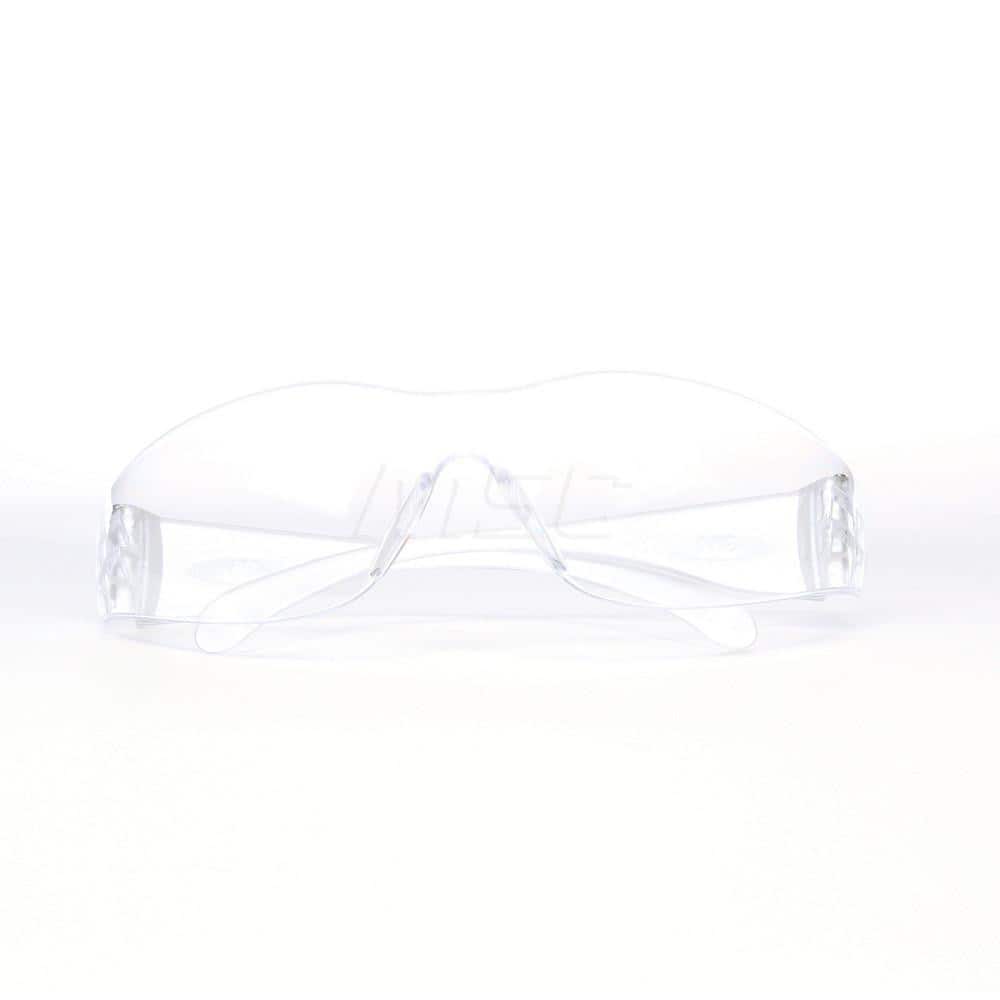 Safety Glass: Uncoated, Polycarbonate, Clear Lenses, Wraparound, UV Protection