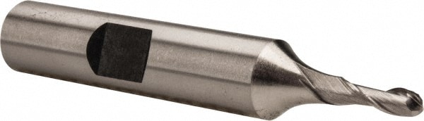 Hertel E2110008 Ball End Mill: 0.125" Dia, 0.375" LOC, 2 Flute, Cobalt Image