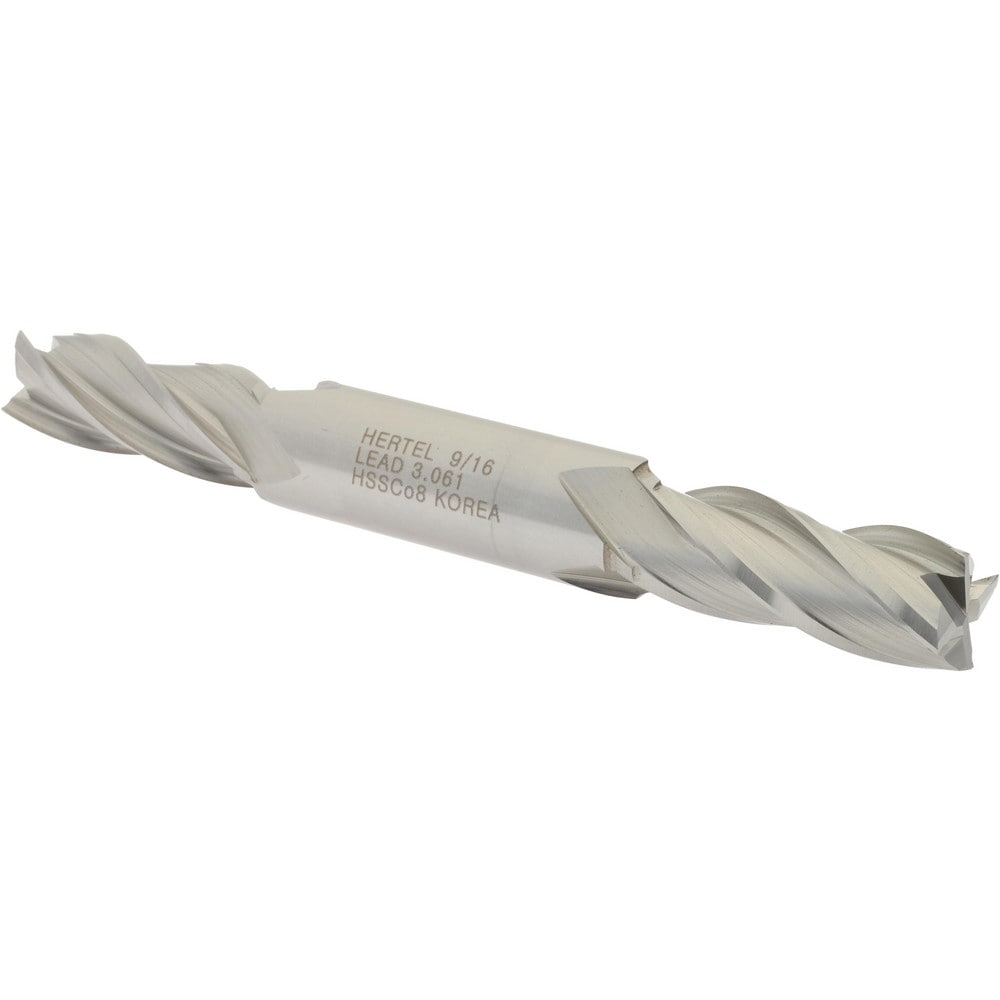 Hertel E2053036 Square End Mill: 9/16 Dia, 1-3/8 LOC, 5/8 Shank Dia, 5 OAL, 4 Flutes, Cobalt Image