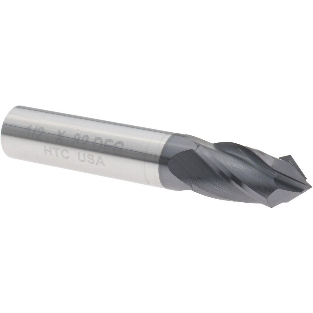 Harvey Tool Drill Mill: 1/2" Dia, 1" LOC, 4 Flute, 82 deg Point, Solid Carbide - 3" OAL, 1/2" Shank, AlTiN Finish | Part #26532-C3