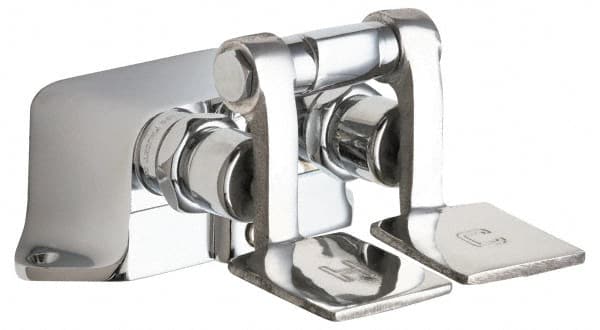 No Spout, Self Closing Cartridges Design, Rough Chrome, Floor Mounted, Floor Mounted Faucet with Short Pedals