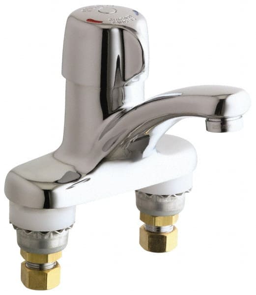 Chicago Faucets 3600-E2805AB Round Handle, Deck Mounted Bathroom Faucet 
