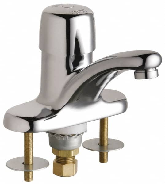 Chicago Faucets 3400-ABCP Round Handle, Deck Mounted Bathroom Faucet 