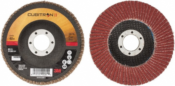 Flap Disc: 7/8" Hole, 40 Grit, Ceramic, Type 27