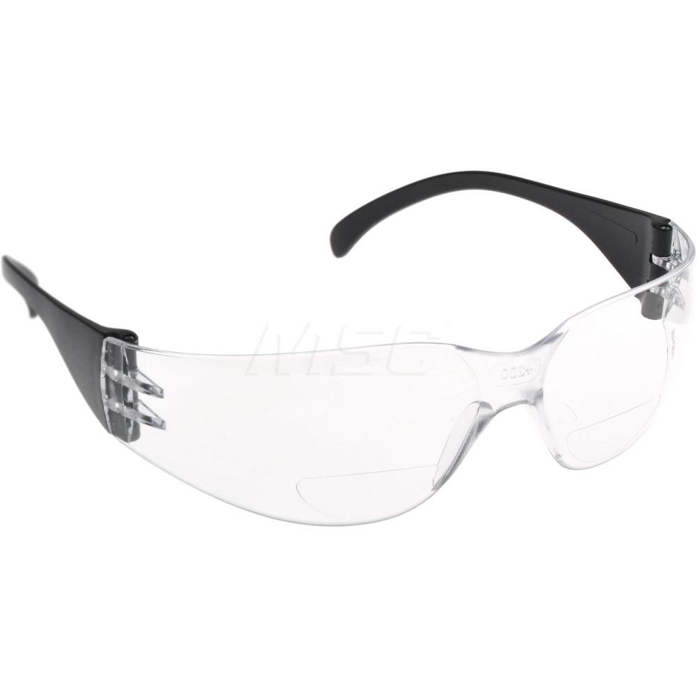 Magnifying Safety Glasses: 3.00, Clear Lenses, Scratch-Resistant, ANSI Z87.1-2003 - Black Frames, Frameless, UV Protection