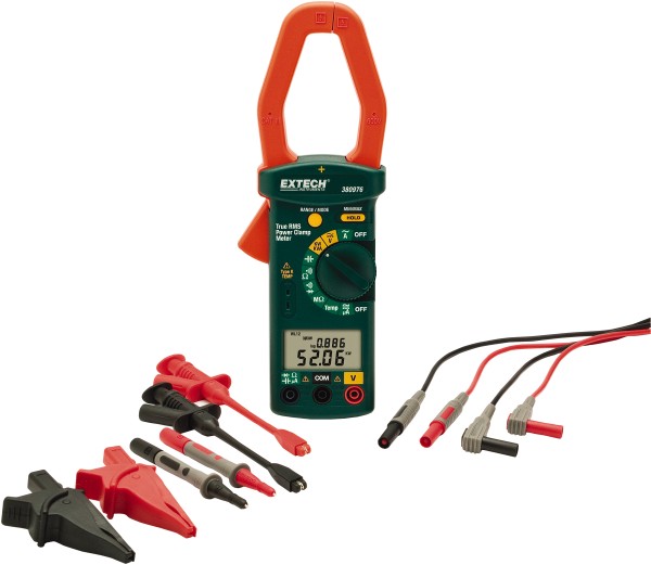 Clamp Meter Test Kit: 4 Pc, 600 Volt - 600 Volt Max, LCD Display