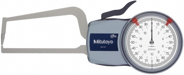 0 to 20mm, 0.0100" Graduation, 0.03mm Accuracy, Outside Dial Caliper Gage