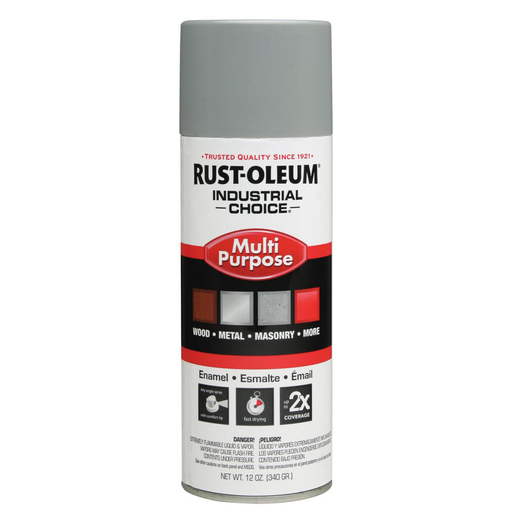 Enamel Spray Paint: Light Gray, Gloss, 12 oz - Indoor & Outdoor, Use on Multi Purpose, 50 to 100 &deg; F