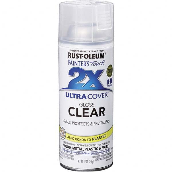 Rust-Oleum - Enamel Spray Paint: Clear, Satin, 12 oz - 46975959