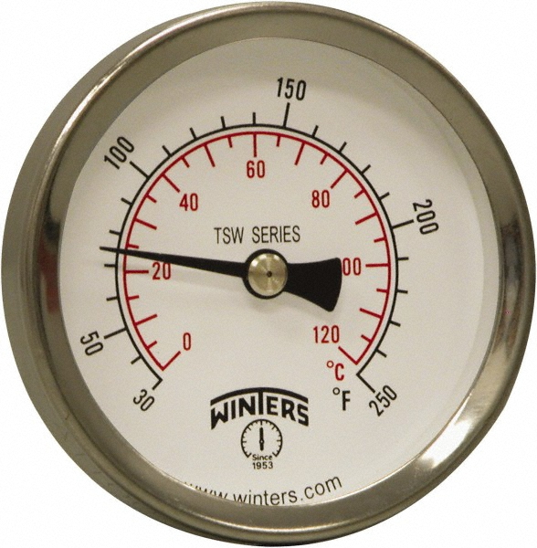 Winters 30 to 250°F, Industrial Thermometer with Standard Thermowell MSC Direct