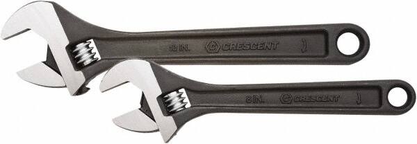 Adjustable Wrench Set: 2 Pc, 10" & 8" Wrench, Inch
