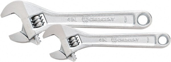 Adjustable Wrench Set: 2 Pc, 10" & 8" Wrench, Inch