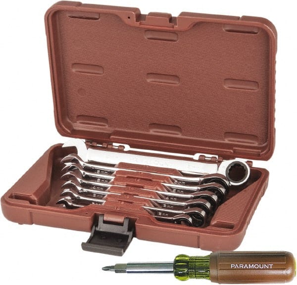 Combination Hand Tool Set: 18 Pc, Ratchet, Wrench Screwdriver & Nut Driver Set