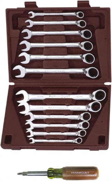 Combination Hand Tool Set: 23 Pc, Ratchet, Wrench Screwdriver & Nut Driver Set