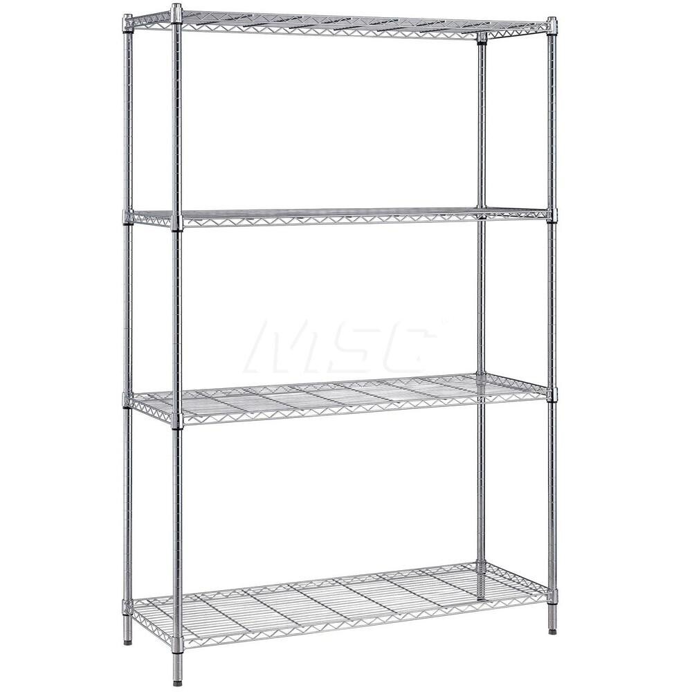 Wire Shelving: 300 lb Shelf Capacity, 4 Shelves