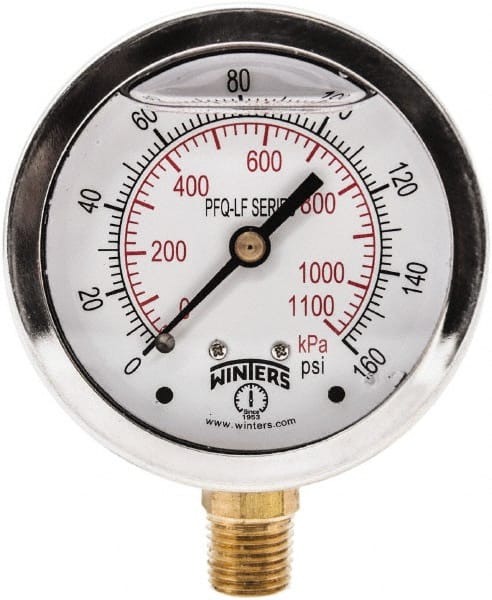 WINTERS PEM1409LF Gauge,Pressure,2in.,0 to 160 psi 