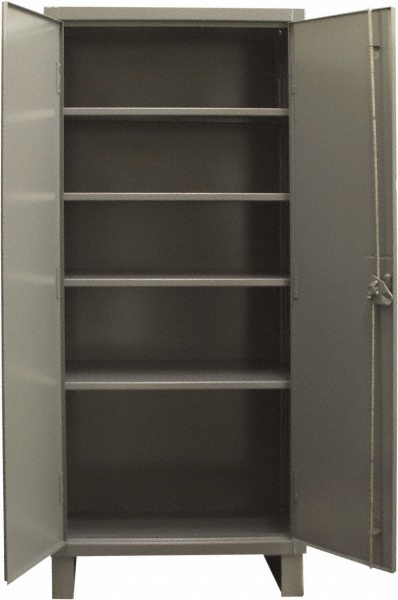 Durham 4 Shelf Locking Storage Cabinet - Steel, 36" Wide x 18" Deep x 78" High, Gray | Part #HDC-183678-4S95