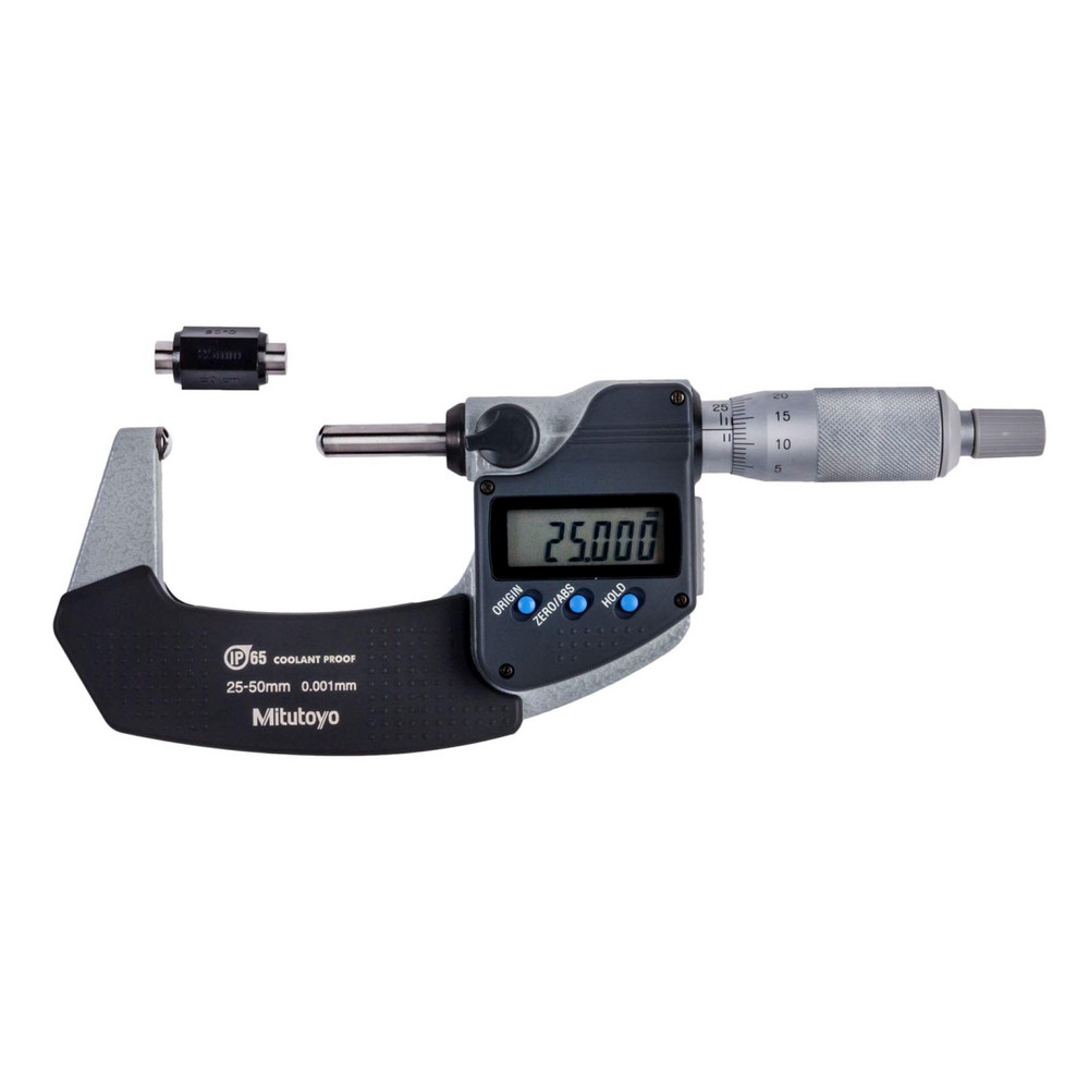 Spherical Face Micrometers: Minimum Measurement (Decimal Inch): 0; Maximum Measurement (mm): 50; Operation Type: Electronic; Anvil Type: Spherical