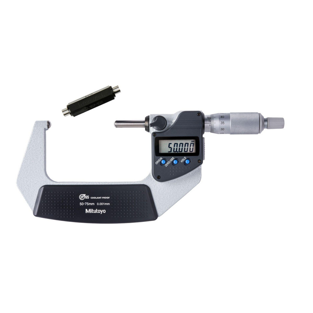 Spherical Face Micrometers: Minimum Measurement (Decimal Inch): 0; Maximum Measurement (mm): 75; Operation Type: Electronic; Anvil Type: Spherical