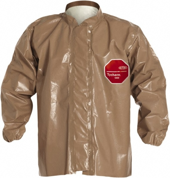 Rain & Chemical Resistant Jacket: X-Large, Tan,Polyethylene-Coated HDPE