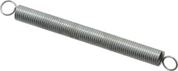 Extension Spring: 0.187" OD, 2.41 lb Max Load, 3.96" Extended Length, 0.023" Wire Dia, Cross-Over