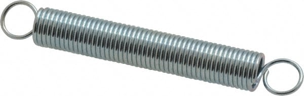 Extension Spring: 0.25" OD, 3.35 lb Max Load, 3.64" Extended Length, 0.0286" Wire Dia, Cross-Over