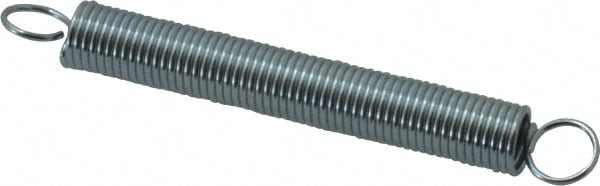 Extension Spring: 0.25" OD, 3.37 lb Max Load, 4.1" Extended Length, 0.0286" Wire Dia, Cross-Over