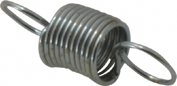 Extension Spring: 0.312" OD, 2.62 lb Max Load, 1.73" Extended Length, 0.0286" Wire Dia, Cross-Over