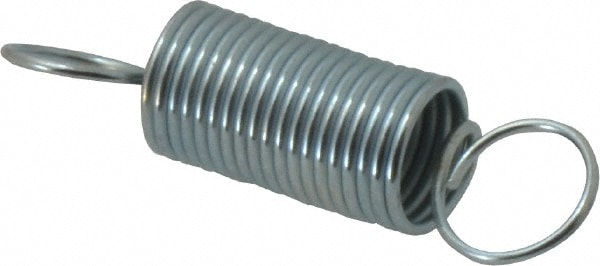 Extension Spring: 0.312" OD, 2.62 lb Max Load, 2.4" Extended Length, 0.0286" Wire Dia, Cross-Over