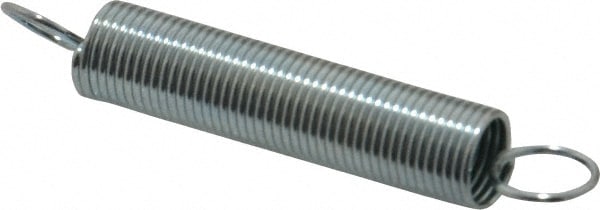Extension Spring: 0.312" OD, 2.61 lb Max Load, 4.49" Extended Length, 0.0286" Wire Dia, Cross-Over