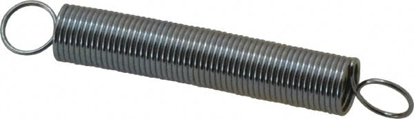 Extension Spring: 0.312" OD, 2.62 lb Max Load, 5.16" Extended Length, 0.0286" Wire Dia, Cross-Over