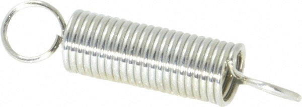 Extension Spring: 0.312" OD, 4.67 lb Max Load, 2.45" Extended Length, 0.0348" Wire Dia, Cross-Over
