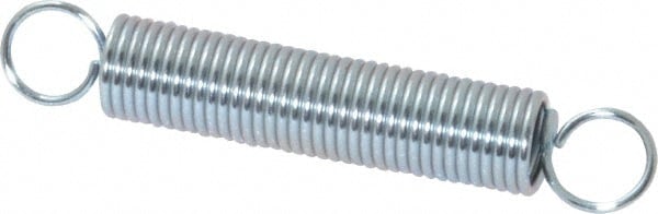 Extension Spring: 0.312" OD, 4.65 lb Max Load, 3.49" Extended Length, 0.0348" Wire Dia, Cross-Over