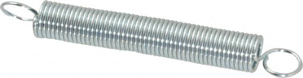 Extension Spring: 0.312" OD, 4.67 lb Max Load, 4.53" Extended Length, 0.0348" Wire Dia, Cross-Over
