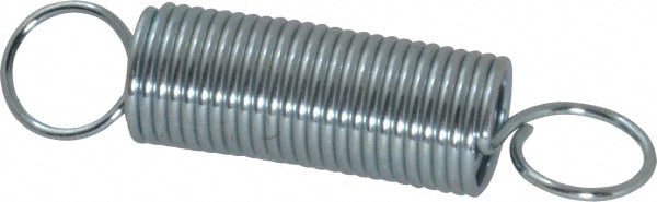 Extension Spring: 0.375" OD, 3.8 lb Max Load, 3.44" Extended Length, 0.0348" Wire Dia, Cross-Over