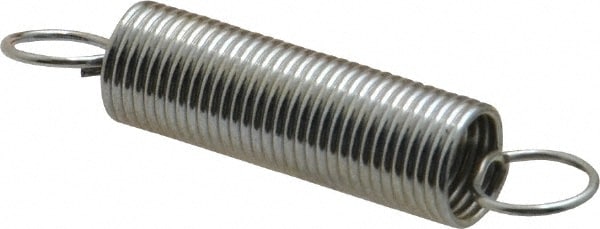 Extension Spring: 0.375" OD, 3.81 lb Max Load, 4.2" Extended Length, 0.0348" Wire Dia, Cross-Over