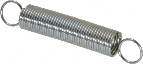 Extension Spring: 0.375" OD, 3.8 lb Max Load, 4.79" Extended Length, 0.0348" Wire Dia, Cross-Over