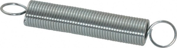 Extension Spring: 0.375" OD, 3.81 lb Max Load, 5.52" Extended Length, 0.0348" Wire Dia, Cross-Over