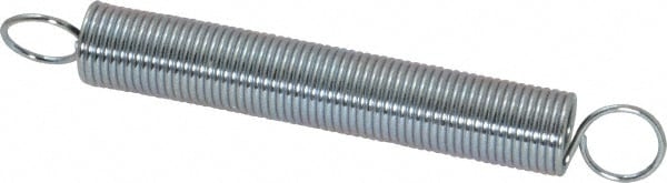 Extension Spring: 0.375" OD, 3.8 lb Max Load, 6.84" Extended Length, 0.0348" Wire Dia, Cross-Over