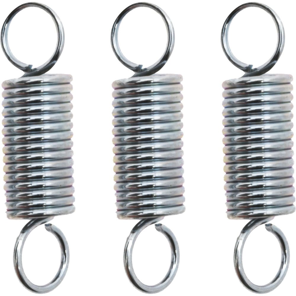 Extension Spring: 0.375" OD, 9.59 lb Max Load, 2.07" Extended Length, 0.0475" Wire Dia, Cross-Over