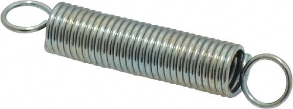 Extension Spring: 0.375" OD, 9.53 lb Max Load, 3.4" Extended Length, 0.0475" Wire Dia, Cross-Over