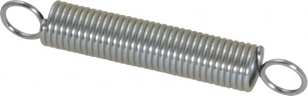 Extension Spring: 0.375" OD, 9.53 lb Max Load, 3.78" Extended Length, 0.0475" Wire Dia, Cross-Over